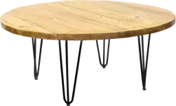 Oslo - Table à café ronde - 36'' D x 16'' H - Noir mat & Bois naturel