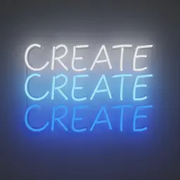 Néon - CREATE - 20" l x 14" H -  Bleu & Blanc