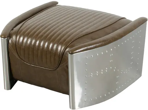Cohiba - Ottoman - Aluminum & Brown leather