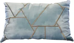 Coussin velours géométrique - Bleu et bronze