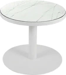 Sydney - Table à café rond (AVEC CADRE) - 24'' D x 16" H - Blanc & Marbre blanc