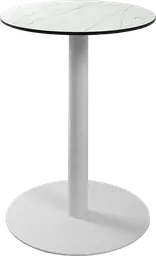 Sydney - Table cocktail rond - 24'' D x 30" H - Blanc & Marbre blanc