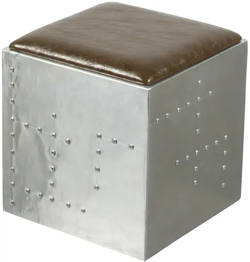 Cohiba - Pouf - Aluminum & Brown leather