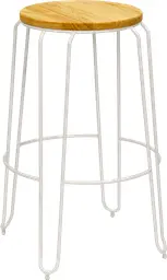 Litchi tabouret - Blanc & Bois clair