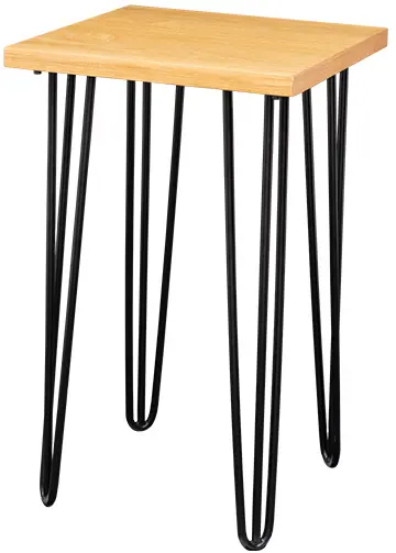 Oslo - End table - 18'' L x 18'' W x 30'' H - Matte black & Natural wood
