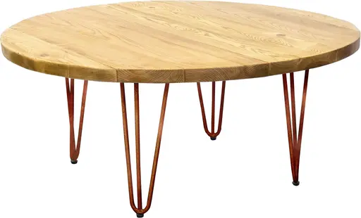 Oslo - Round Coffee table - 36'' Dia x 16'' H - Antique Bronze & Natural wood