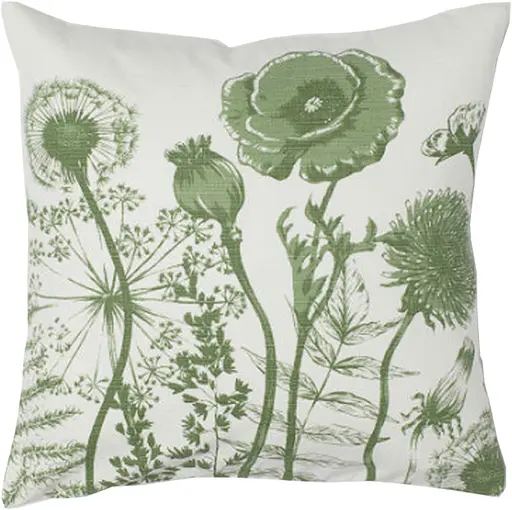 Coussin motif fleuri - 16" L x 16" H - Vert
