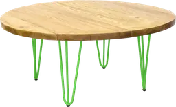 Oslo - Round Coffee table - 36'' Dia x 16'' H - Green & Natural wood