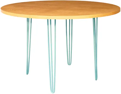 Oslo - Table banquet ronde - 60'' D x 40'' H - Turquoise mat & Bois ambré