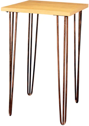 Oslo - Table cocktail - 24'' L x 24'' l x 40'' H - Bronze antique & Bois naturel
