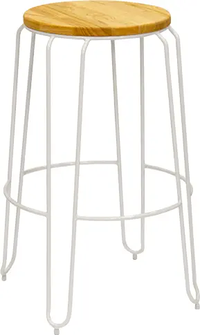Litchi bar stool - White & lLight wood
