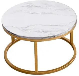 Ellis - Side table - 22'' Dia x 17'' H - White marble & Gold
