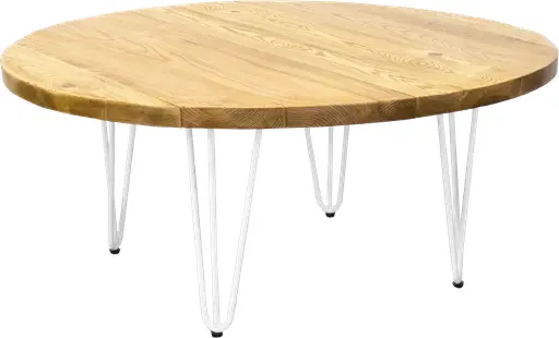 Oslo - Table à café ronde - 36'' D x 16'' H - Blanc & Bois naturel