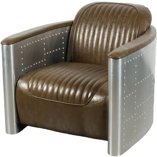 Cohiba - Armchair - Aluminum & Brown leather
