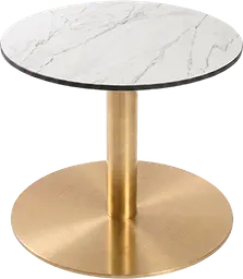 Sydney - Table à café rond - 24'' D x 16" H - Or & Marbre blanc