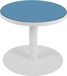 Sydney - Table à café rond (AVEC CADRE) - 24'' D x 16" H - Blanc & Bleu baltique