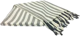 Couverture tricot - Bleu marine & blanc