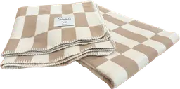 Couverture damier - Blanc & Beige