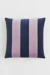 Striped velvet cushion - Purple blue and lilas