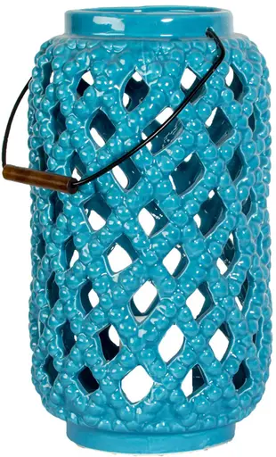Porcelaine lanterne - 7'' D x 13'' H - Turquoise