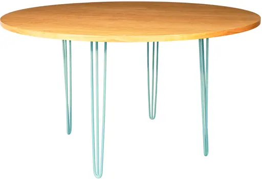 Oslo - Table banquet ronde - 70'' D x 40'' H - Turquoise mat & Bois ambré