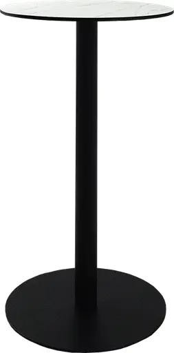Sydney - Table cocktail rond - 24'' D x 40" H - Noir & Marbre blanc