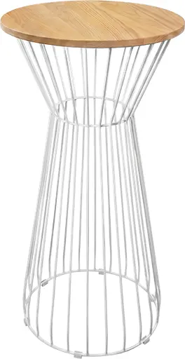 Soho - Table cocktail round - 24'' Dia x 40" H - White & Natural wood