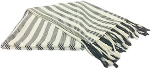 Couverture tricot - Bleu marine & blanc