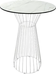 Soho - Table cocktail rond - 36'' D x 40" H - Blanc & Marbre blanc
