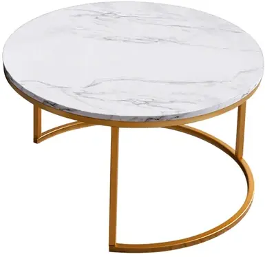 Ellis - Coffee table - 35'' Dia x 19'' H - White marble & Gold