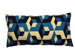 Coussin rectangle géométrique - Bleu et beige