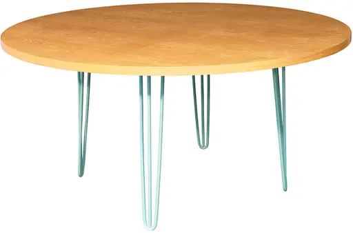 Oslo - Table banquet ronde - 60'' D x 30'' H - Turquoise mat & Bois ambré