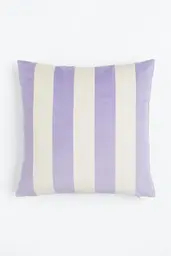 Coussin rayé velours - 20'' x 20'' - Lilas et blanc