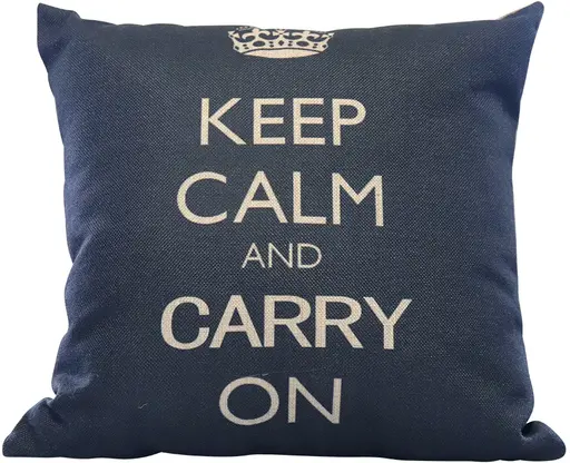 Coussin design - Keep calm carry on - Noir