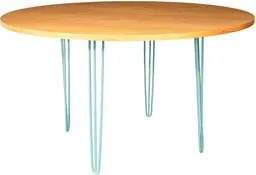 Oslo - Table banquet ronde - 70'' D x 40'' H - Turquoise mat & Bois ambré