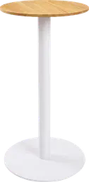 Sydney - Table cocktail round - 24'' Dia x 40" H - White & Natural wood