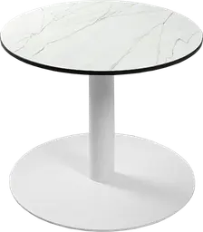 Sydney - Table à café rond - 24'' D x 16" H - Blanc & Marbre blanc