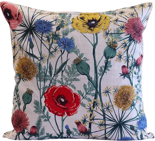 Coussin fleuri - 20" L x 20" H - Blanc