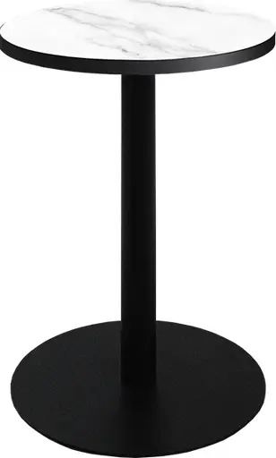 Sydney - Table cocktail rond (AVEC CADRE) - 24'' D x 30" H - Noir & Marbre blanc