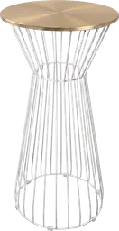 Soho - Table cocktail round - 24'' Dia x 40" H - White & Gold