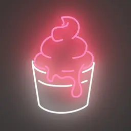 Néon - Ice cream - 12.5" l x 20" H -  Blanc & Rose