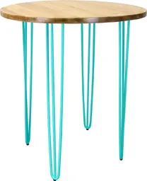Oslo - Table bistro ronde - 36'' D x 40'' H - Turquoise mat & Bois naturel