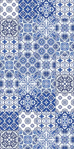 Lisboa plancher - 6'6" L x 10' l - Bleu & Blanc