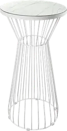 Soho - Table cocktail rond (AVEC CADRE) - 24'' D x 40" H - Blanc & Marbre blanc