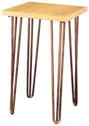 Oslo - End table - 18'' L x 18'' W x 30'' H - Antique Bronze & Natural wood