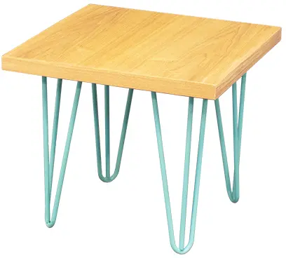 Oslo - Table d'appoint - 18'' L x 18'' l x 16'' H - Turquoise mat & Bois naturel