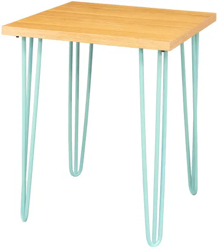 Oslo - Table cocktail - 24'' L x 24'' l x 30'' H - Turquoise mat & Bois naturel