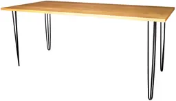 Oslo - Dinner table - 80.5" L x 42'' W x 40'' H - Matte black & Natural wood