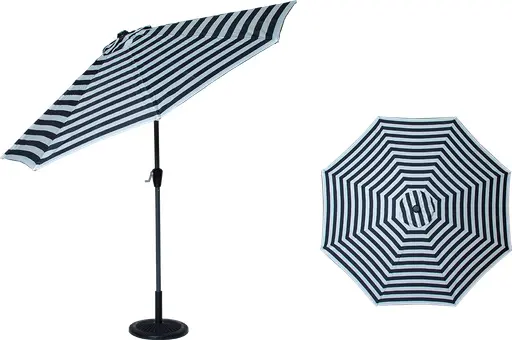 Atwater parasol - 9' D x 8' H - Noir & blanc