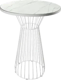 Soho - Table cocktail rond (AVEC CADRE) - 36'' D x 40" H - Blanc & Marbre blanc